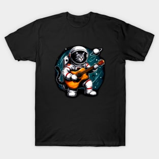 Cat astronot Playing Guitar style Slowrock T-Shirt